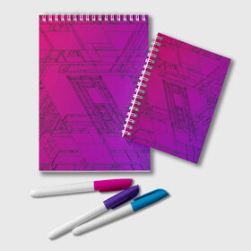 Блокнот с принтом Аbstraction в Тюмени, 100% бумага | 48 листов, плотность листов — 60 г/м2, плотность картонной обложки — 250 г/м2. Листы скреплены удобной пружинной спиралью. Цвет линий — светло-серый
 | Тематика изображения на принте: purple | абстрактный | абстракция | геометрический рисунок | геометрия | знаки | иерогливы | индиго | корея | кружево | лого | логотипы | надпись | неон | рисунок | с надписью | текст | текстура | узор