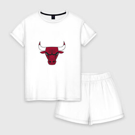 Женская пижама с шортиками хлопок с принтом Chicago Bulls в Тюмени, 100% хлопок | футболка прямого кроя, шорты свободные с широкой мягкой резинкой | jordan | michael | michael jordan | баскетбол | джордан | майкл | стиль