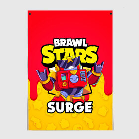 Постер с принтом BRAWL STARS SURGE в Тюмени, 100% бумага
 | бумага, плотность 150 мг. Матовая, но за счет высокого коэффициента гладкости имеет небольшой блеск и дает на свету блики, но в отличии от глянцевой бумаги не покрыта лаком | brawl stars | brawl stars surge | brawler | surge | volt | бравл старз | бравлер | вольт