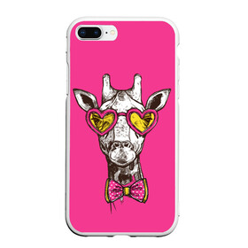 Чехол для iPhone 7Plus/8 Plus матовый с принтом жираф в очках в Тюмени, Силикон | Область печати: задняя сторона чехла, без боковых панелей | графика | животное | жираф | очки | ретро | рисунок жирафа | розовый | сердечки | солнечные очки | хипстер
