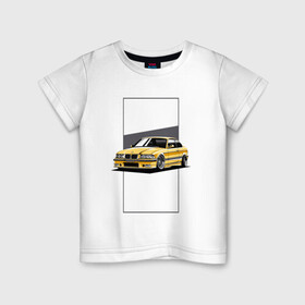 Детская футболка хлопок с принтом BMW E36 в Тюмени, 100% хлопок | круглый вырез горловины, полуприлегающий силуэт, длина до линии бедер | Тематика изображения на принте: bmw | e36 | арт машина | бмв | быстрая машина | красивая машина | машина
