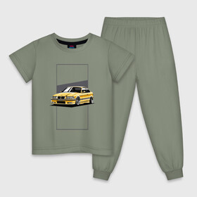 Детская пижама хлопок с принтом BMW E36 в Тюмени, 100% хлопок |  брюки и футболка прямого кроя, без карманов, на брюках мягкая резинка на поясе и по низу штанин
 | Тематика изображения на принте: bmw | e36 | арт машина | бмв | быстрая машина | красивая машина | машина