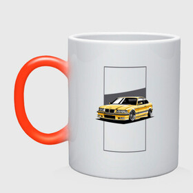 Кружка хамелеон с принтом BMW E36 в Тюмени, керамика | меняет цвет при нагревании, емкость 330 мл | bmw | e36 | арт машина | бмв | быстрая машина | красивая машина | машина