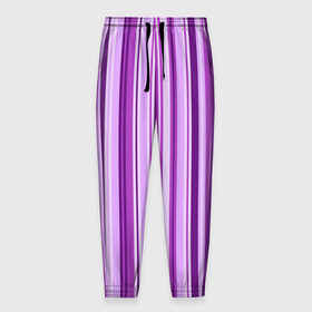 Мужские брюки 3D с принтом Фиолетово-чёрные полосы в Тюмени, 100% полиэстер | манжеты по низу, эластичный пояс регулируется шнурком, по бокам два кармана без застежек, внутренняя часть кармана из мелкой сетки | вертикальные полосы | вертикальный рисунок | линии | полосы | розовый | светлый | темный | фиолетовый | черный