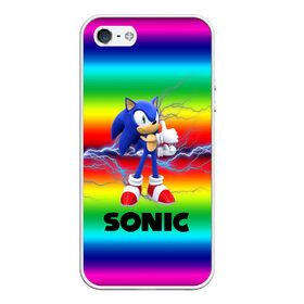 Чехол для iPhone 5/5S матовый с принтом SONIC RAINBOW в Тюмени, Силикон | Область печати: задняя сторона чехла, без боковых панелей | hedgehog | metal sonic | silver | silver the hedgehog | sonic | sonic boom | sonic the hedgehog | ёж сонник | игры | соник | фильмы