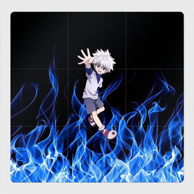 Магнитный плакат 3Х3 с принтом Killua Zoldyck Blue Fire в Тюмени, Полимерный материал с магнитным слоем | 9 деталей размером 9*9 см | hunter  hunter | алая иллюзия | гон фрикс | курапика | леорио | молния | огонь | охотник х охотник | персонажи | последняя миссия | хантер | хантер икс хантер | хантер х хантер | хисока