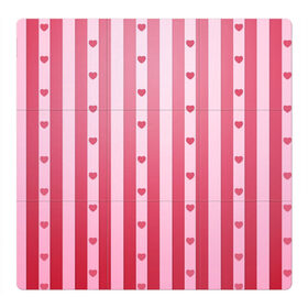 Магнитный плакат 3Х3 с принтом Валентинова нежность в Тюмени, Полимерный материал с магнитным слоем | 9 деталей размером 9*9 см | белый | день святого валентина | красный | линии | любовь | полосы | розовый | сердце