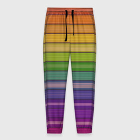 Мужские брюки 3D с принтом Радужные линии в Тюмени, 100% полиэстер | манжеты по низу, эластичный пояс регулируется шнурком, по бокам два кармана без застежек, внутренняя часть кармана из мелкой сетки | вертикальные линии | вертикальный рисунок | линии | радуга | цвета | яркие цвета