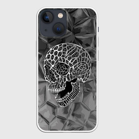 Чехол для iPhone 13 mini с принтом Cell skull в Тюмени,  |  | cell | grin | jaw | metal | skull | teeth | зубы | металл | оскал | пасть | соты | череп