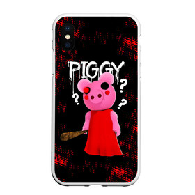 Чехол для iPhone XS Max матовый с принтом ROBLOX PIGGY - СВИНКА ПИГГИ в Тюмени, Силикон | Область печати: задняя сторона чехла, без боковых панелей | pig | piggy | roblox | игра | компьютерная игра | логотип | онлайн | онлайн игра | пигги | поросенок | роблакс | роблокс | свинка | свинья