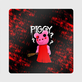 Магнит виниловый Квадрат с принтом ROBLOX PIGGY - СВИНКА ПИГГИ в Тюмени, полимерный материал с магнитным слоем | размер 9*9 см, закругленные углы | pig | piggy | roblox | игра | компьютерная игра | логотип | онлайн | онлайн игра | пигги | поросенок | роблакс | роблокс | свинка | свинья