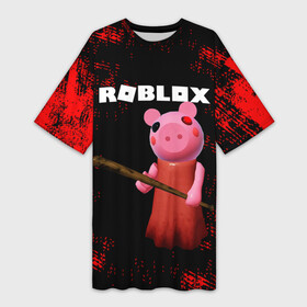 Платье-футболка 3D с принтом ROBLOX PIGGY   СВИНКА ПИГГИ в Тюмени,  |  | pig | piggy | roblox | игра | компьютерная игра | логотип | онлайн | онлайн игра | пигги | поросенок | роблакс | роблокс | свинка | свинья