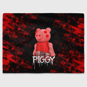 Плед 3D с принтом ROBLOX PIGGY - СВИНКА ПИГГИ в Тюмени, 100% полиэстер | закругленные углы, все края обработаны. Ткань не мнется и не растягивается | pig | piggy | roblox | игра | компьютерная игра | логотип | онлайн | онлайн игра | пигги | поросенок | роблакс | роблокс | свинка | свинья