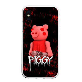 Чехол для iPhone XS Max матовый с принтом ROBLOX PIGGY - СВИНКА ПИГГИ в Тюмени, Силикон | Область печати: задняя сторона чехла, без боковых панелей | pig | piggy | roblox | игра | компьютерная игра | логотип | онлайн | онлайн игра | пигги | поросенок | роблакс | роблокс | свинка | свинья