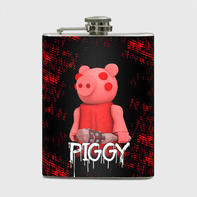 Фляга с принтом ROBLOX PIGGY - СВИНКА ПИГГИ в Тюмени, металлический корпус | емкость 0,22 л, размер 125 х 94 мм. Виниловая наклейка запечатывается полностью | pig | piggy | roblox | игра | компьютерная игра | логотип | онлайн | онлайн игра | пигги | поросенок | роблакс | роблокс | свинка | свинья