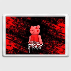 Магнит 45*70 с принтом ROBLOX PIGGY - СВИНКА ПИГГИ в Тюмени, Пластик | Размер: 78*52 мм; Размер печати: 70*45 | pig | piggy | roblox | игра | компьютерная игра | логотип | онлайн | онлайн игра | пигги | поросенок | роблакс | роблокс | свинка | свинья