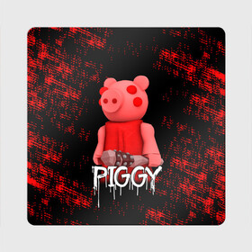 Магнит виниловый Квадрат с принтом ROBLOX PIGGY - СВИНКА ПИГГИ в Тюмени, полимерный материал с магнитным слоем | размер 9*9 см, закругленные углы | Тематика изображения на принте: pig | piggy | roblox | игра | компьютерная игра | логотип | онлайн | онлайн игра | пигги | поросенок | роблакс | роблокс | свинка | свинья