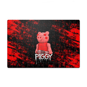 Пазл магнитный 126 элементов с принтом ROBLOX PIGGY - СВИНКА ПИГГИ в Тюмени, полимерный материал с магнитным слоем | 126 деталей, размер изделия —  180*270 мм | Тематика изображения на принте: pig | piggy | roblox | игра | компьютерная игра | логотип | онлайн | онлайн игра | пигги | поросенок | роблакс | роблокс | свинка | свинья