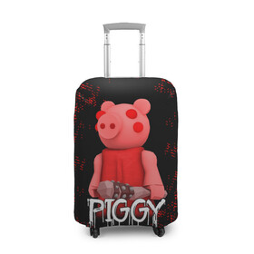 Чехол для чемодана 3D с принтом ROBLOX PIGGY - СВИНКА ПИГГИ в Тюмени, 86% полиэфир, 14% спандекс | двустороннее нанесение принта, прорези для ручек и колес | pig | piggy | roblox | игра | компьютерная игра | логотип | онлайн | онлайн игра | пигги | поросенок | роблакс | роблокс | свинка | свинья