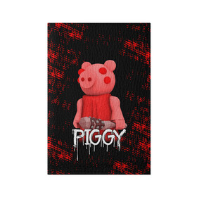 Обложка для паспорта матовая кожа с принтом ROBLOX PIGGY - СВИНКА ПИГГИ в Тюмени, натуральная матовая кожа | размер 19,3 х 13,7 см; прозрачные пластиковые крепления | Тематика изображения на принте: pig | piggy | roblox | игра | компьютерная игра | логотип | онлайн | онлайн игра | пигги | поросенок | роблакс | роблокс | свинка | свинья