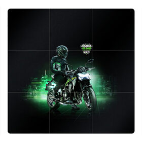 Магнитный плакат 3Х3 с принтом Kawasaki Ninja Cup в Тюмени, Полимерный материал с магнитным слоем | 9 деталей размером 9*9 см | cup | helmet | japan | kawasaki | motorcycle | night | ninja | racer | гонщик | кубок | мотоцикл | ночь | шлем | япония