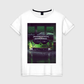 Женская футболка хлопок с принтом Lamborghini в Тюмени, 100% хлопок | прямой крой, круглый вырез горловины, длина до линии бедер, слегка спущенное плечо | авто | богато. | дорого | европа | спорткар | тюнинг