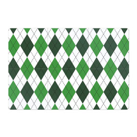 Магнитный плакат 3Х2 с принтом Зелёные ромбы в Тюмени, Полимерный материал с магнитным слоем | 6 деталей размером 9*9 см | Тематика изображения на принте: белый | геометрические фигуры | зеленый | пунктир | ромб | ромбы | тёмный