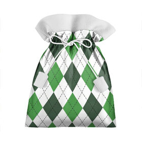 Подарочный 3D мешок с принтом Зелёные ромбы в Тюмени, 100% полиэстер | Размер: 29*39 см | Тематика изображения на принте: белый | геометрические фигуры | зеленый | пунктир | ромб | ромбы | тёмный