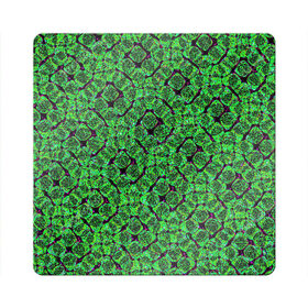 Магнит виниловый Квадрат с принтом Зелёная спираль в Тюмени, полимерный материал с магнитным слоем | размер 9*9 см, закругленные углы | Тематика изображения на принте: зелёный | рисунок | спираль | тёмный