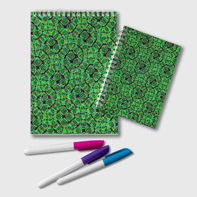Блокнот с принтом Зелёная спираль в Тюмени, 100% бумага | 48 листов, плотность листов — 60 г/м2, плотность картонной обложки — 250 г/м2. Листы скреплены удобной пружинной спиралью. Цвет линий — светло-серый
 | зелёный | рисунок | спираль | тёмный