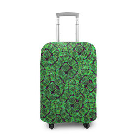 Чехол для чемодана 3D с принтом Зелёная спираль в Тюмени, 86% полиэфир, 14% спандекс | двустороннее нанесение принта, прорези для ручек и колес | зелёный | рисунок | спираль | тёмный