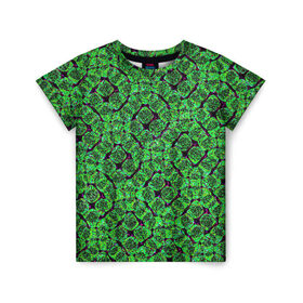 Детская футболка 3D с принтом Зелёная спираль в Тюмени, 100% гипоаллергенный полиэфир | прямой крой, круглый вырез горловины, длина до линии бедер, чуть спущенное плечо, ткань немного тянется | зелёный | рисунок | спираль | тёмный