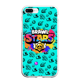 Чехол для iPhone 7Plus/8 Plus матовый с принтом Brawl Stars в Тюмени, Силикон | Область печати: задняя сторона чехла, без боковых панелей | brawl stars | game | акварель | бравл старс | брызги | игра | краска | леон | персонажи | радуга | разводы | разноцветный