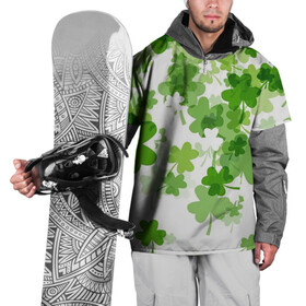 Накидка на куртку 3D с принтом Клеверный дождь в Тюмени, 100% полиэстер |  | белый | дождь | зеленый | клевер | много клевера | удача