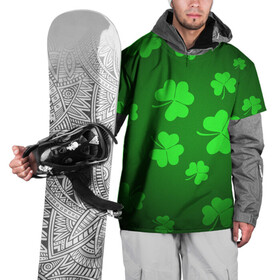 Накидка на куртку 3D с принтом Клевер в Тюмени, 100% полиэстер |  | арт | зеленый | клевер | рисунок | светлый | темный | удача | яркий