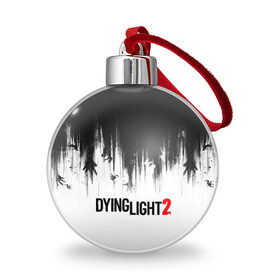 Ёлочный шар с принтом Dying Light 2 в Тюмени, Пластик | Диаметр: 77 мм | Тематика изображения на принте: 2 | 2021 | dying light | light | logo | techland | игра | красный | кровь | лого | логотип