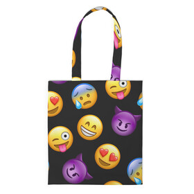 Шоппер 3D с принтом Emoji в Тюмени, 100% полиэстер | Плотность: 200 г/м2; Размер: 34×35 см; Высота лямок: 30 см | school | пенал | прикольный пенал | смайлы | школа | школьный пенал | эмодзи