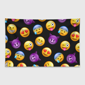 Флаг-баннер с принтом Emoji в Тюмени, 100% полиэстер | размер 67 х 109 см, плотность ткани — 95 г/м2; по краям флага есть четыре люверса для крепления | school | пенал | прикольный пенал | смайлы | школа | школьный пенал | эмодзи