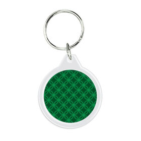 Брелок круглый с принтом Зелёный узор в Тюмени, пластик и полированная сталь | круглая форма, металлическое крепление в виде кольца | геометрические фигуры | зеленый | круг | ромб | светлый | темный | узор