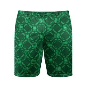 Мужские шорты спортивные с принтом Зелёный узор в Тюмени,  |  | геометрические фигуры | зеленый | круг | ромб | светлый | темный | узор