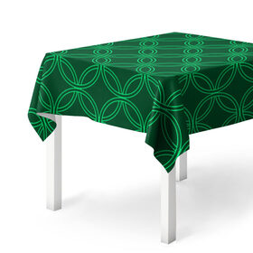 Скатерть 3D с принтом Зелёный узор в Тюмени, 100% полиэстер (ткань не мнется и не растягивается) | Размер: 150*150 см | Тематика изображения на принте: геометрические фигуры | зеленый | круг | ромб | светлый | темный | узор