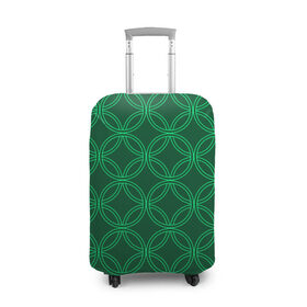 Чехол для чемодана 3D с принтом Зелёный узор в Тюмени, 86% полиэфир, 14% спандекс | двустороннее нанесение принта, прорези для ручек и колес | геометрические фигуры | зеленый | круг | ромб | светлый | темный | узор