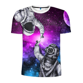 Мужская футболка 3D спортивная с принтом Космонавт и водолаз в Тюмени, 100% полиэстер с улучшенными характеристиками | приталенный силуэт, круглая горловина, широкие плечи, сужается к линии бедра | astronaut | blue | cosmos | diver | elon musk | nasa | planet | purple | space | spacex | star | universe | water | абстракция | астронавт | вода | водолаз | вселенная | галактика | дайвер | звезда | илон маск | космонавт | космос | микеланджело
