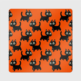 Магнит виниловый Квадрат с принтом HALLOWEEN CATS в Тюмени, полимерный материал с магнитным слоем | размер 9*9 см, закругленные углы | animal | cat | cute | pet | животное | кавай | киса | кот | котэ | милое | хэллоуин