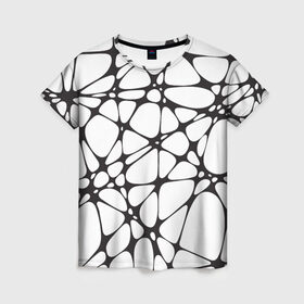 Женская футболка 3D с принтом Абстракция Паутинная в Тюмени, 100% полиэфир ( синтетическое хлопкоподобное полотно) | прямой крой, круглый вырез горловины, длина до линии бедер | abstract | cobweb | intersection | line | net | web | абстракция | линия | паутина | паутинка | пересечения