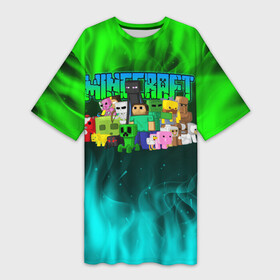 Платье-футболка 3D с принтом Minecraft | Майнкрафт в Тюмени,  |  | craft | creeper | game | mine | minecraft | pixel | roblox | блоки | грифер | игры | квадраты | компьютерная игра | крипер | маинкрафт | майн | майнкравт | майнкрафт | маркус перссон | пиксель | роблокс | шахта