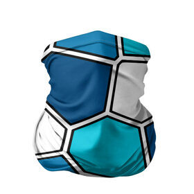 Бандана-труба 3D с принтом Ледяной витраж в Тюмени, 100% полиэстер, ткань с особыми свойствами — Activecool | плотность 150‒180 г/м2; хорошо тянется, но сохраняет форму | витраж | геометрия | зенит | сетка | синий | соты | футбол