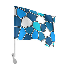 Флаг для автомобиля с принтом Ледяной витраж в Тюмени, 100% полиэстер | Размер: 30*21 см | витраж | геометрия | зенит | сетка | синий | соты | футбол