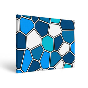 Холст прямоугольный с принтом Ледяной витраж в Тюмени, 100% ПВХ |  | витраж | геометрия | зенит | сетка | синий | соты | футбол