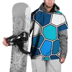 Накидка на куртку 3D с принтом Ледяной витраж в Тюмени, 100% полиэстер |  | Тематика изображения на принте: витраж | геометрия | зенит | сетка | синий | соты | футбол